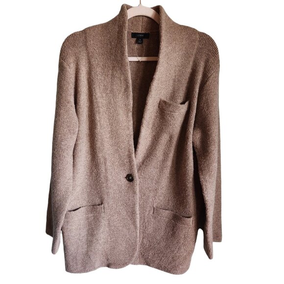 J. Crew Sweaters - J Crew Sweater Small Tan Women's Cocoon Cardigan Blazer Oversized Merino Alpaca